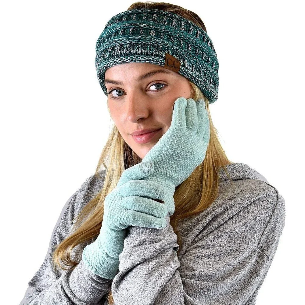 Women's Mint Winter Warm Eco-friendly Knit Chenille Touchscreen Texting Gloves